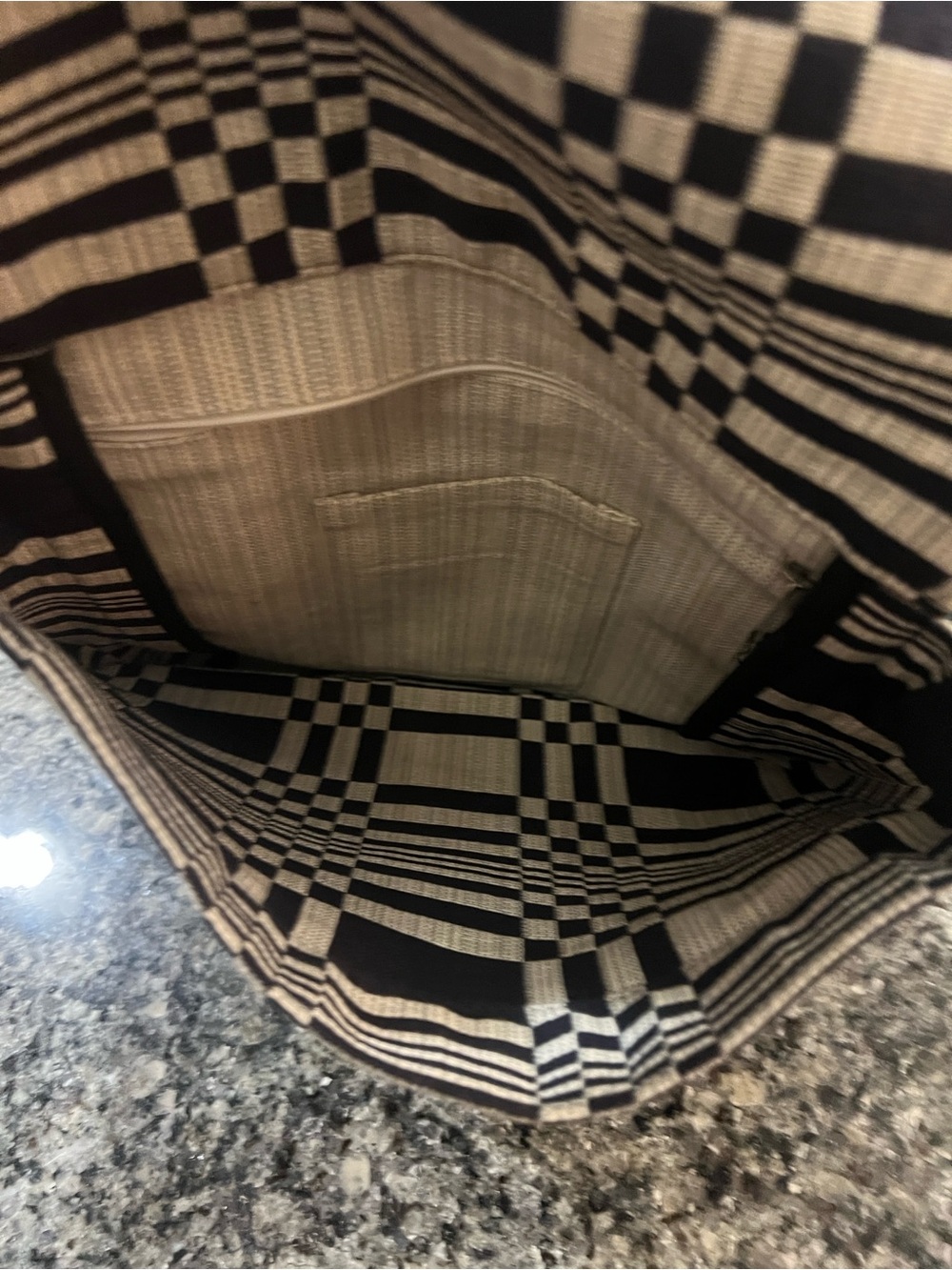 Johanna Gullichsen-Black and White Geometric Crossbody Bag with Striped Strap - Picture 3 of 3